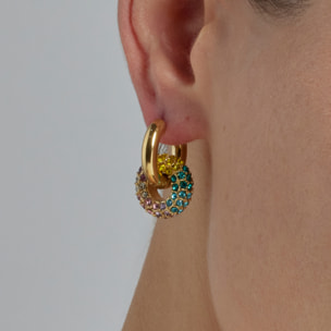Pendientes de Cristal Multicolor acabados en oro amarillo de 18k