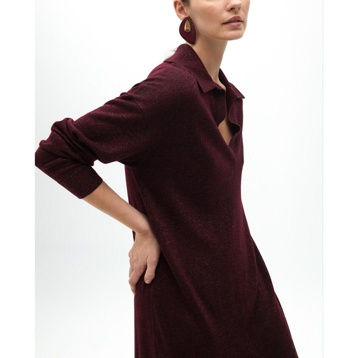 Vestito Dritto a Maglia Colletto Polo