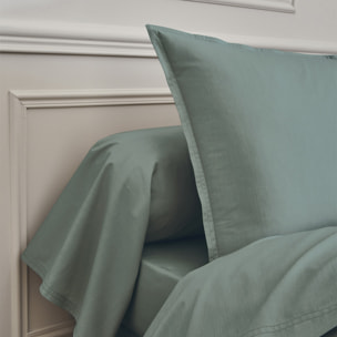 Drap plat uni en percale de coton, PREMIÈRE, Vert Agave