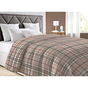 INTRECCI Piumino Matrimoniale, 260 x 260 cm, Piumino Ecologico, Caldo, Invernale, 300 g/m², Anallergico e Antiacaro, Made in Italy, Lavabile in Lavatrice, Soffice, Morbido. Fantasia: Scozzese Beige
