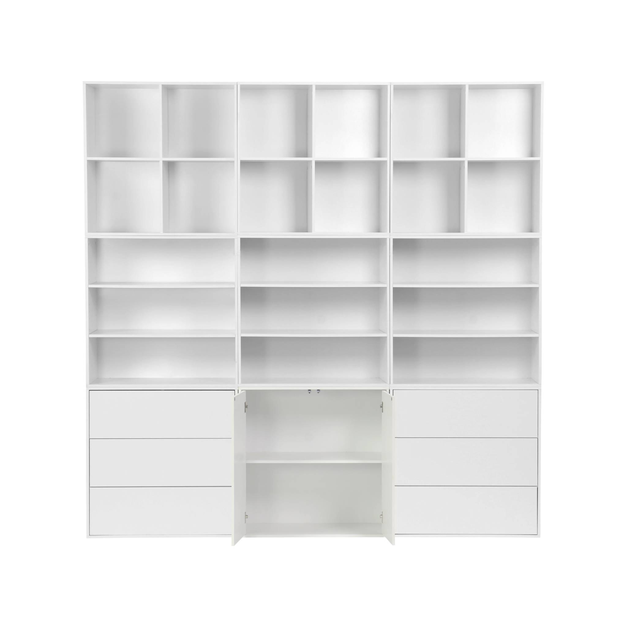 Kit étagère, bibliothèque modulable décor bois 9 éléments KOMPO