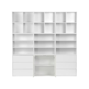 Kit étagère, bibliothèque modulable décor bois 9 éléments KOMPO