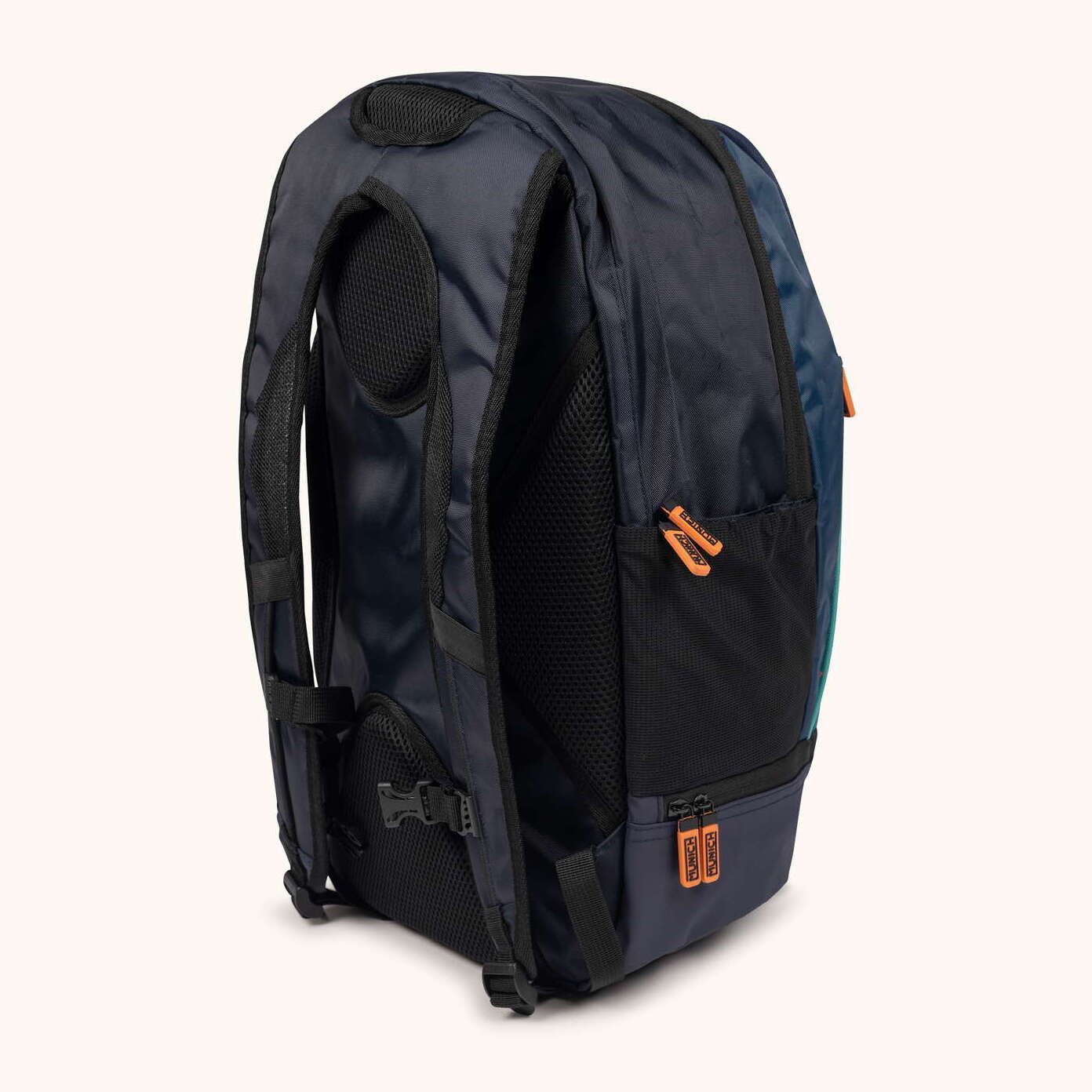 MUNICH BASICS BACKPACK mochila azul de poliéster y nylon con detalles a contraste