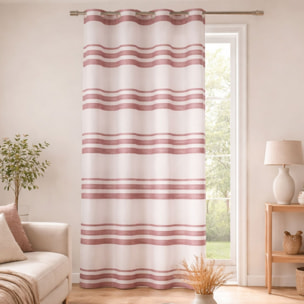 Voilage coloré rayures horizontales - Vieux rose