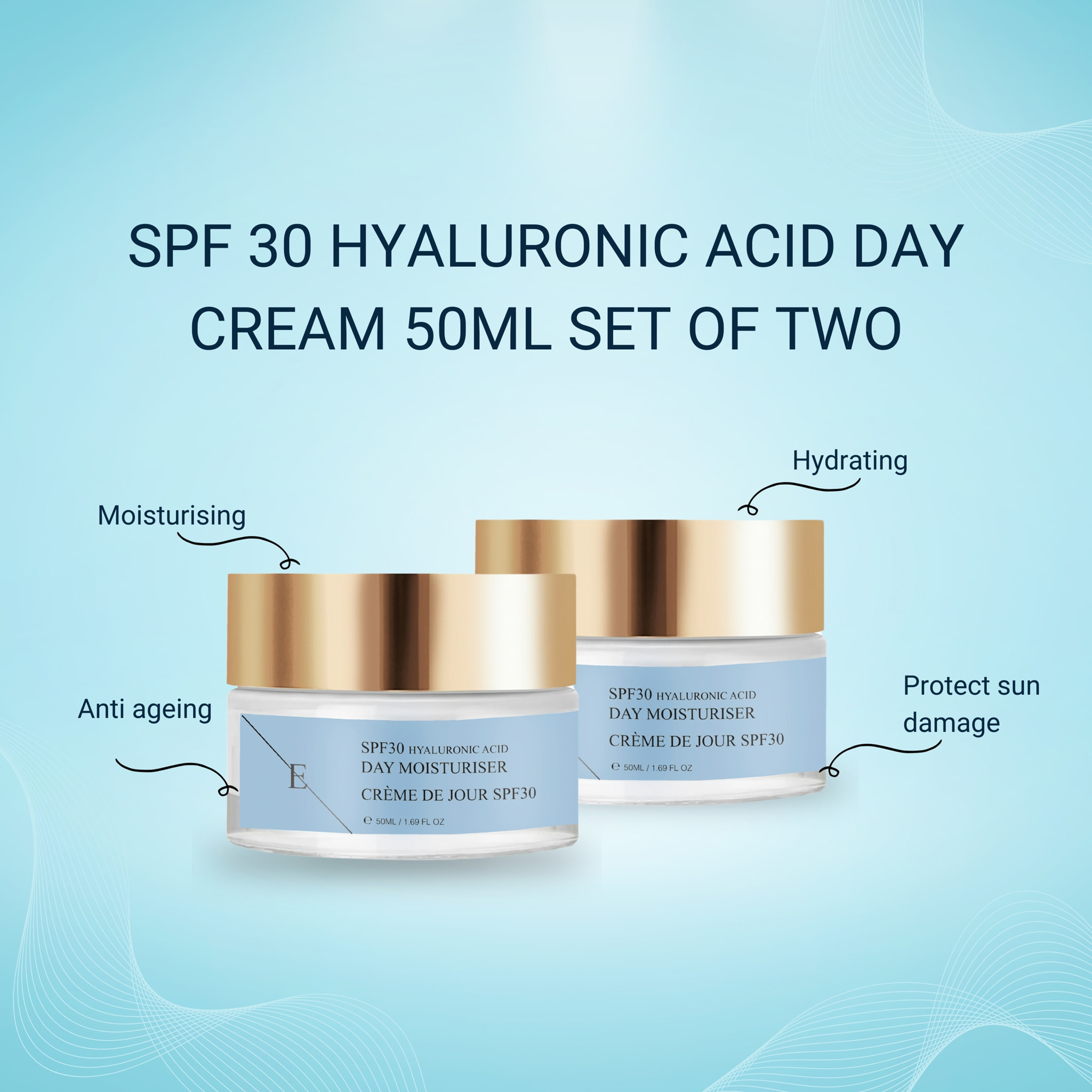 Crema de día con ácido hialurónico FPS 30 2x 50 ml