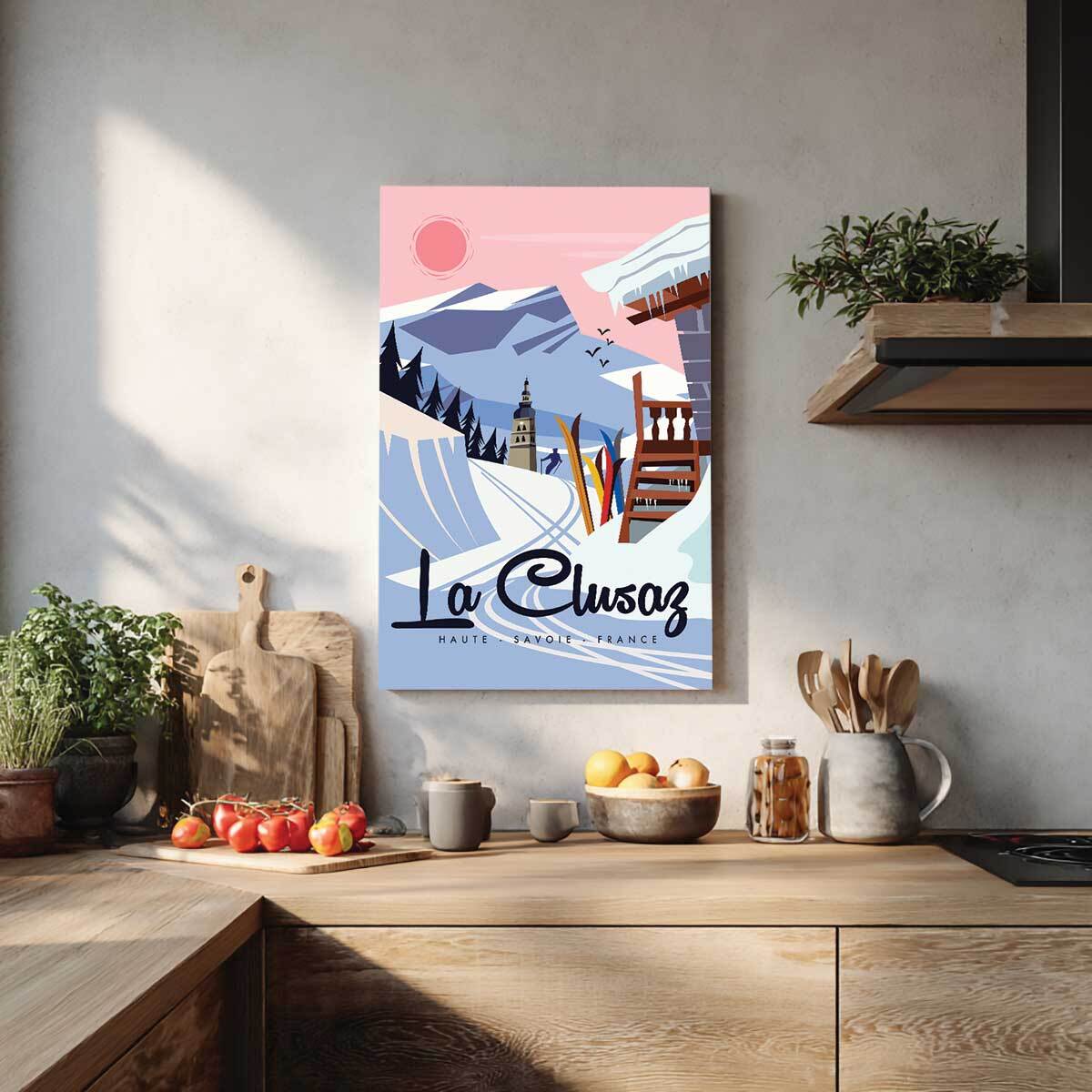 Tableau les alpes La Clusaz enneigé Tableau alu Dibond