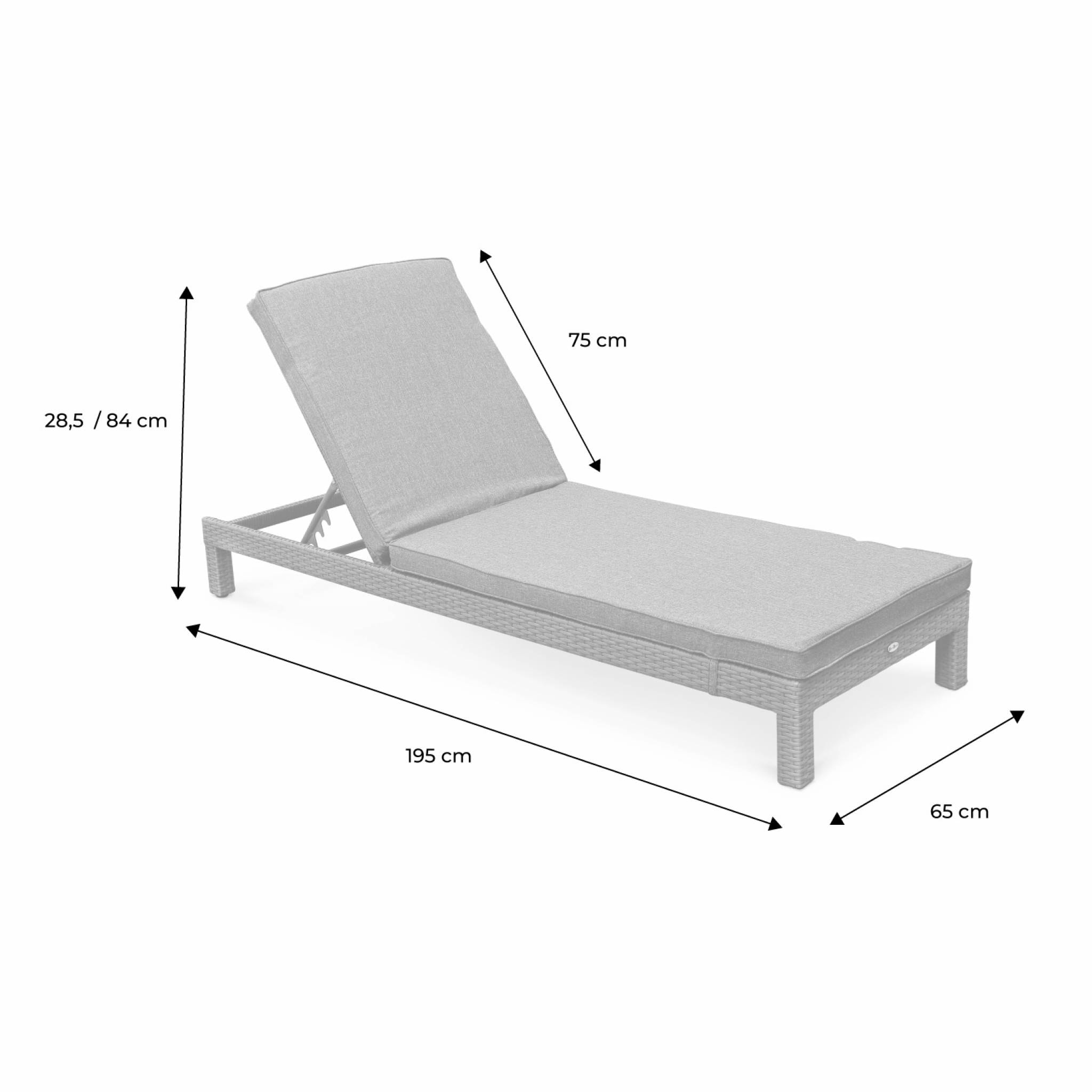 Set de 2 bains de soleil en résine tressée. transats - Pisa x2 - Naturel. Coussins beige