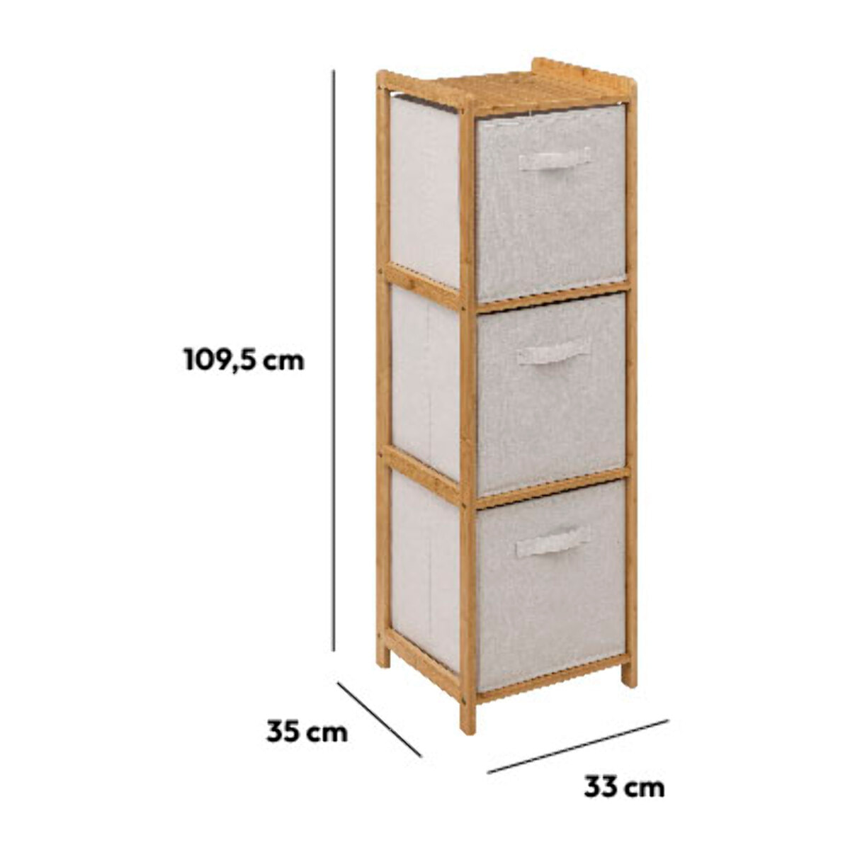 Étagère "Tidy box" avec 3 paniers en bambou marron