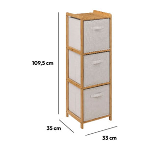 Étagère "Tidy box" avec 3 paniers en bambou marron
