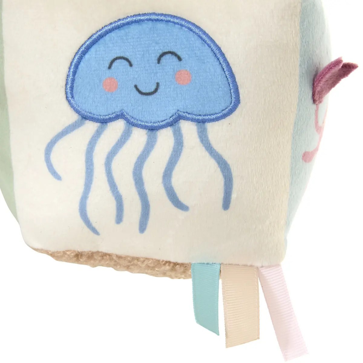 Cube tissu d'activités Noa thème mer 13,5x13,5cm beige