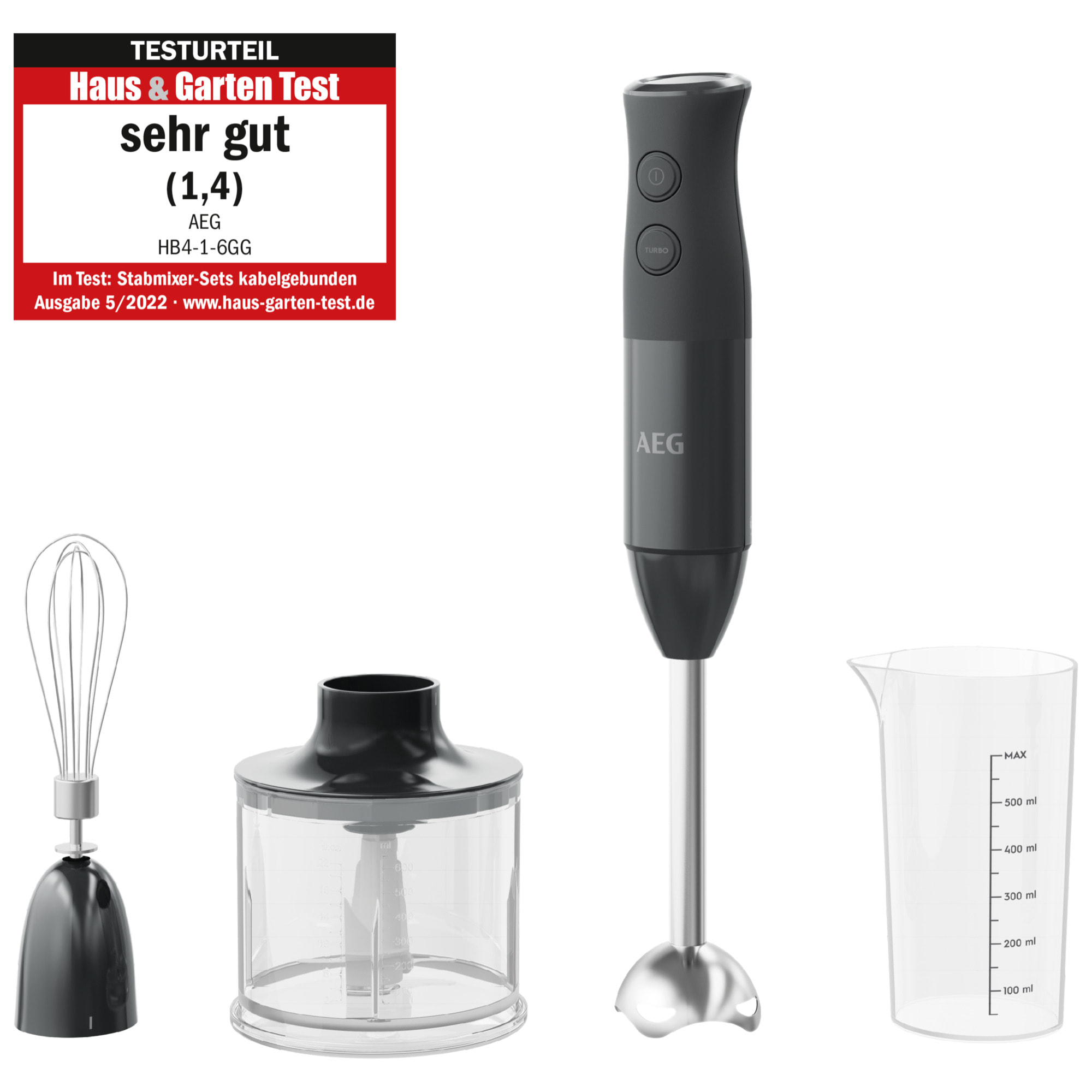 AEG Batidora de brazo de 600 W con función Turbo HB4-1-6GG