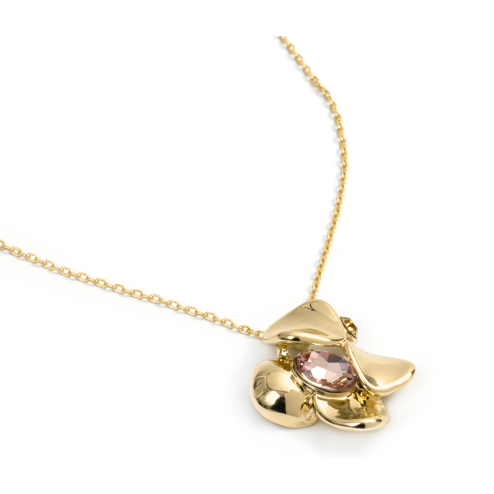 Collar de Cristal Rosa acabado en oro amarillo de 18k