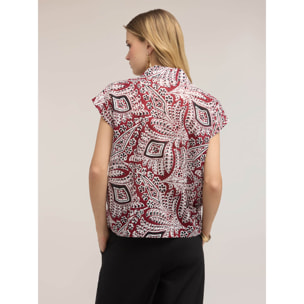 Motivi - Camisa de muselina de algodón con estampado - Burgundy
