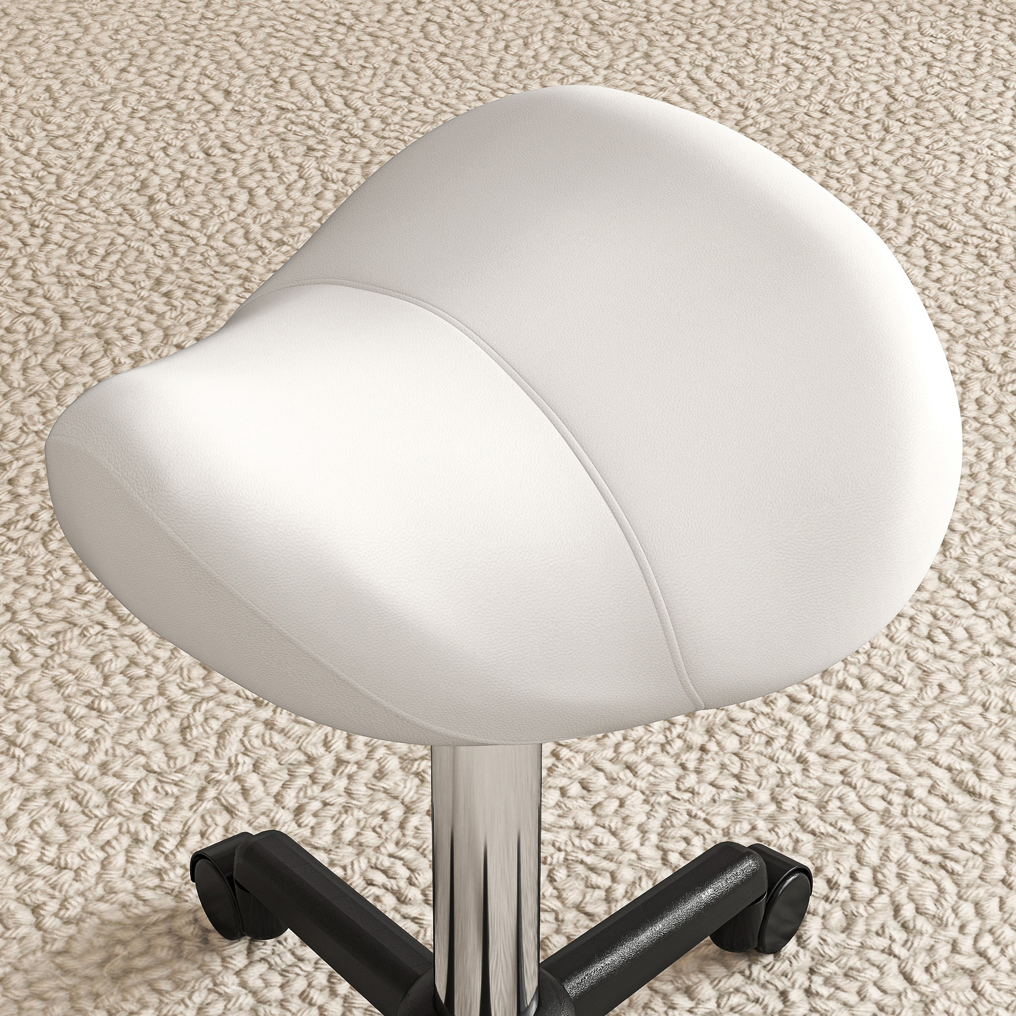 Tabouret de massage tabouret selle ergonomique pivotant 360° hauteur réglable revêtement synthétique blanc