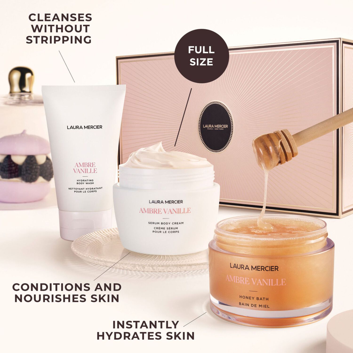 Delicious & Decadent - Ambre Vanille Collection - Coffret Crème Sérum Corps 200ml + 2 Produits