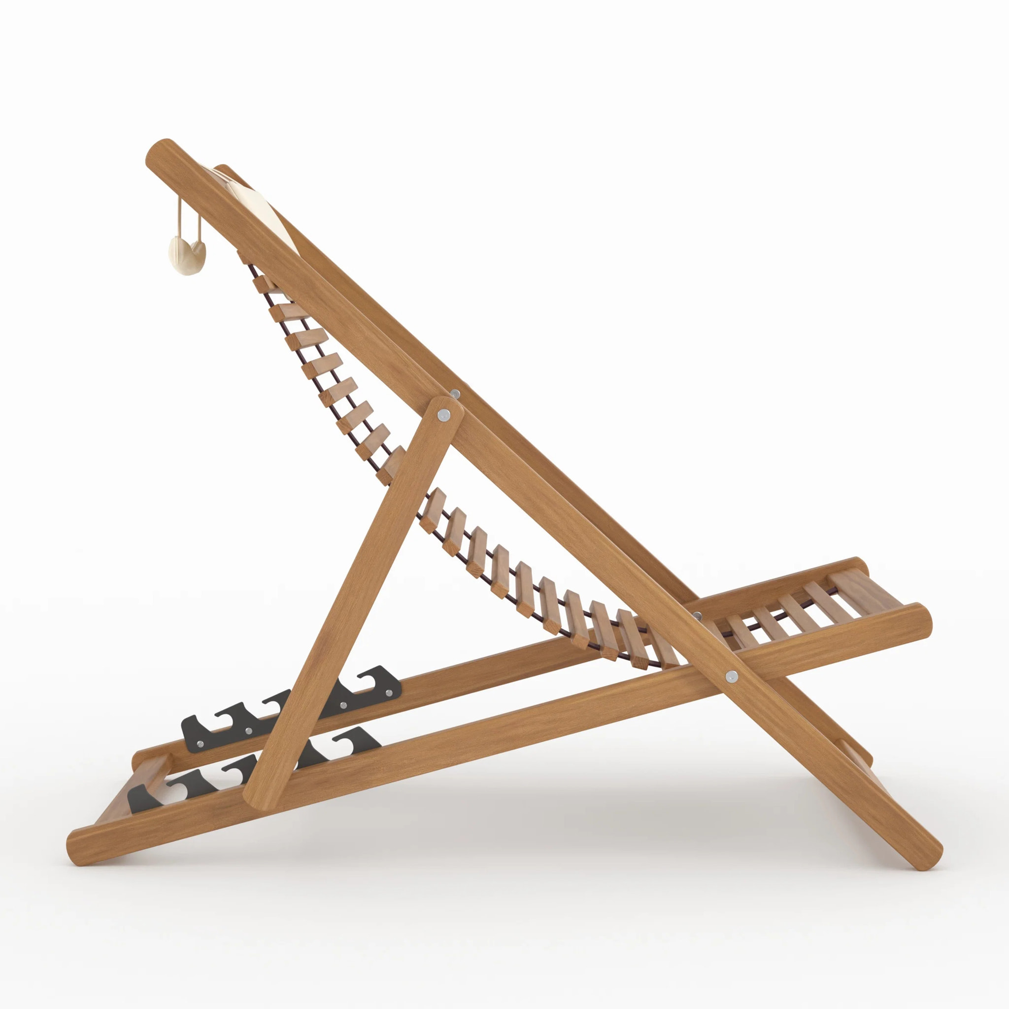 Chilienne de jardin en bois d'acacia et tissu écru - Nacpan