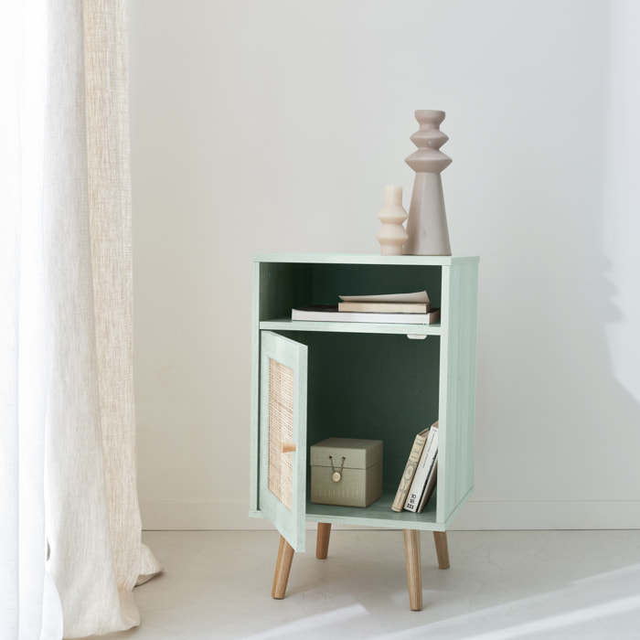 Table de chevet scandinave en cannage 1 porte BOHÈME