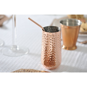 Verre à cocktail avec paille en cuivre