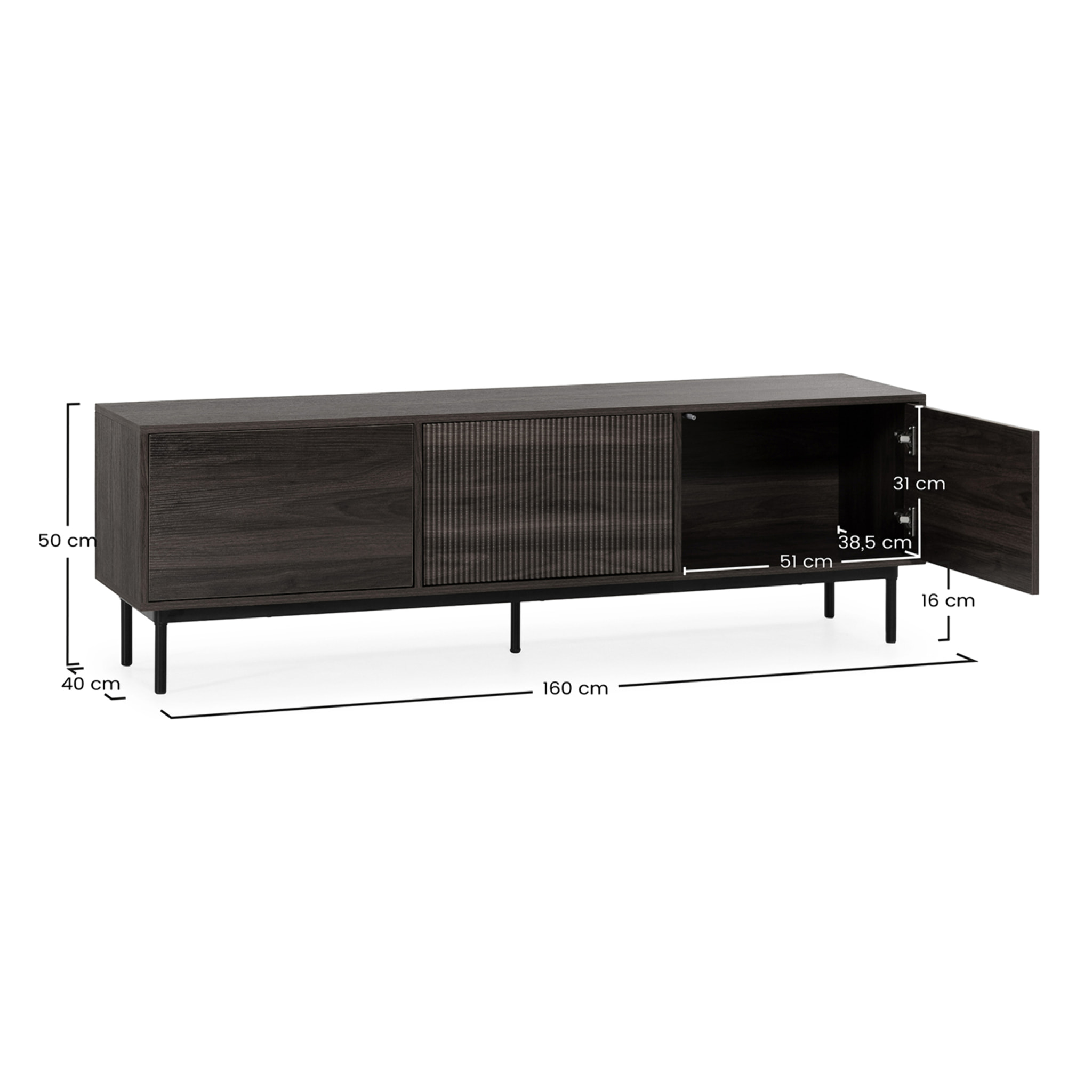 Mueble Tv Florida 3 puertas efecto Nogal