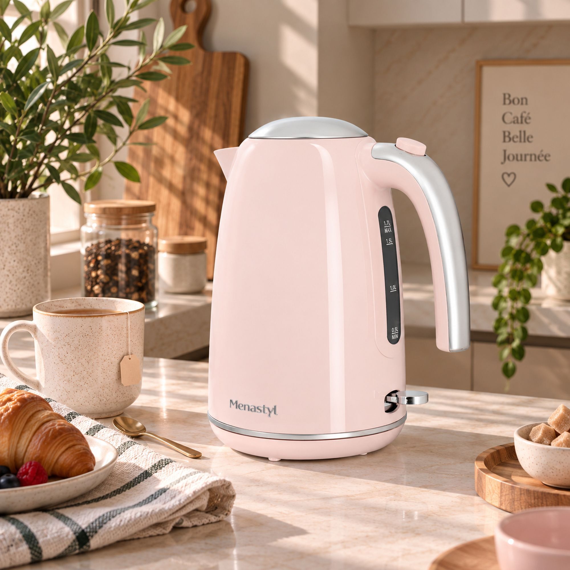 Bouilloire en acier inoxydable 1,7L rose RETRO