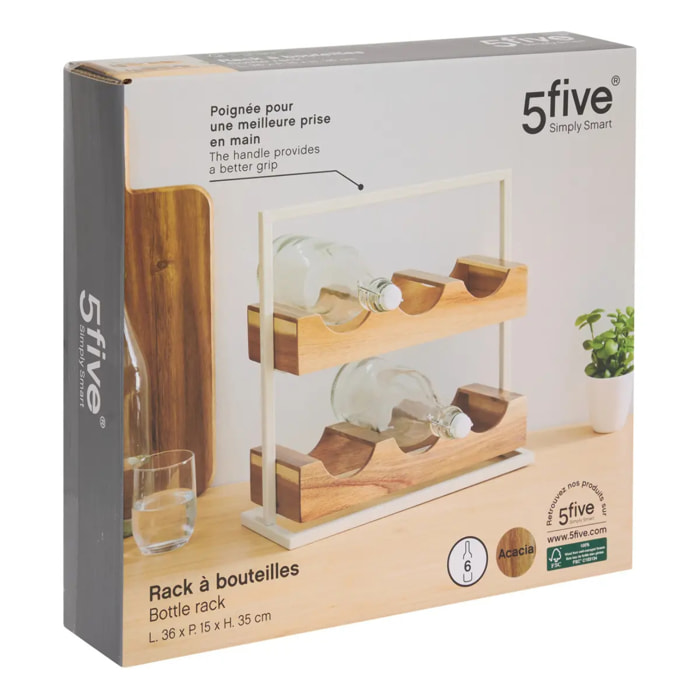 Rangement bouteilles Acacia 6 bouteilles