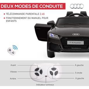 Véhicule électrique enfant TT RS 12 V 35 W V. max. 3 Km/h télécommande effets sonores + lumineux noir