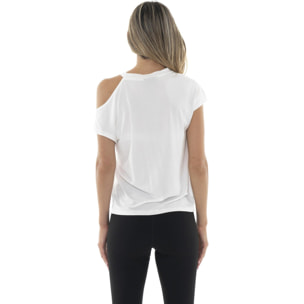 T-shirt monospalla da donna Leone Black'n White