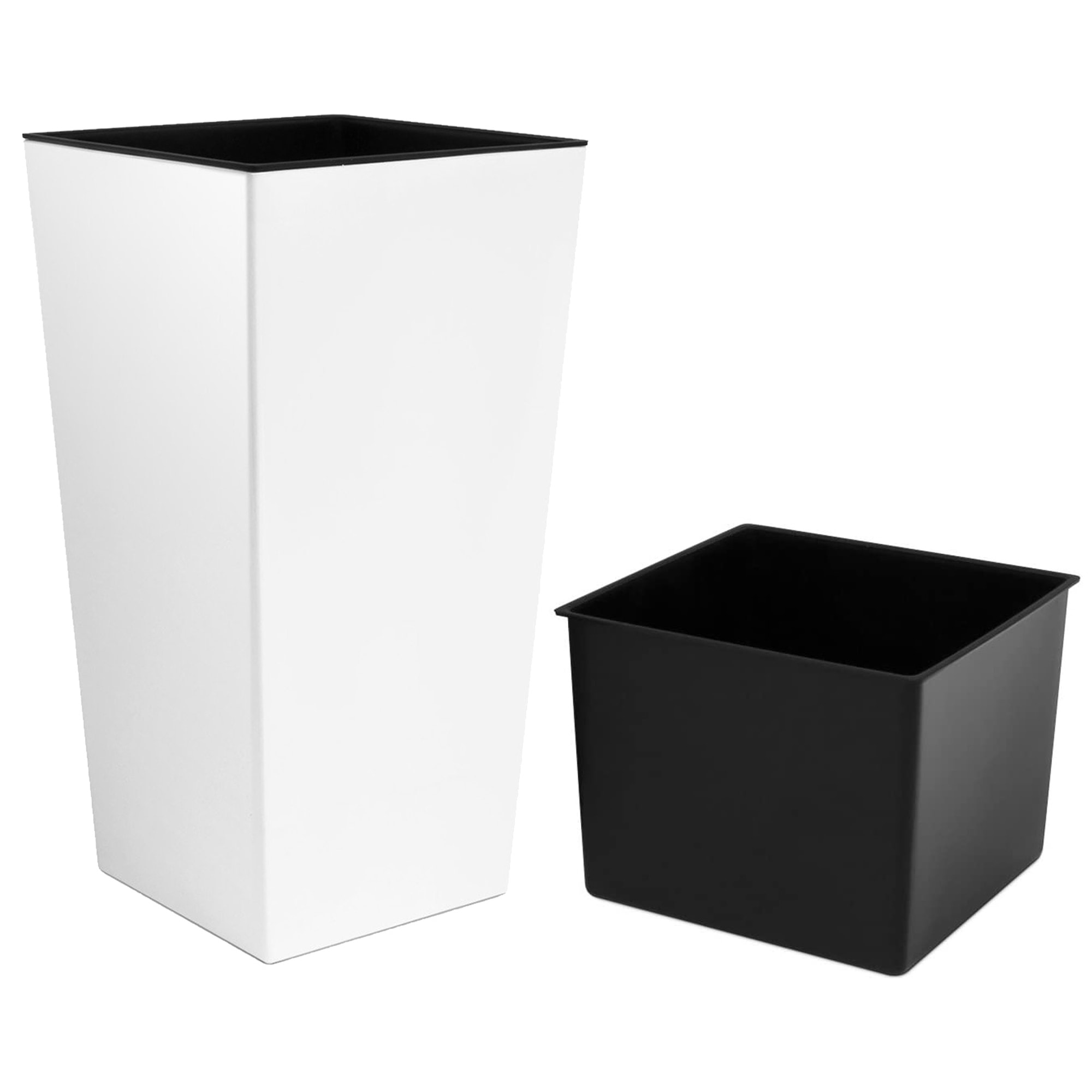 2 unidades de macetero zanvic urbi 26,6 litros de plástico fower pot con interior liner 27 x 27 x 50 cm blanco