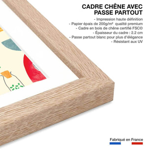 Affiche cuisine set de vaisselle Affiche + cadre en bois - Chêne