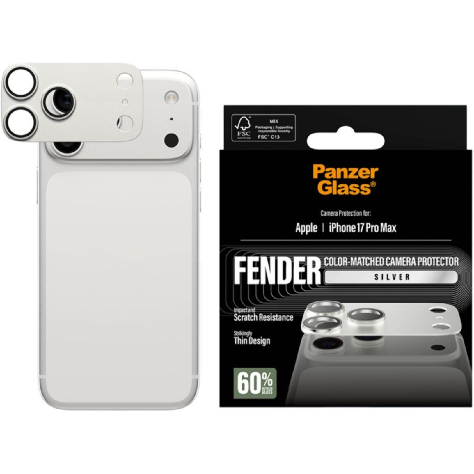 Protège objectif PANZERGLASS iPhone 17 Pro Max protège obj silver