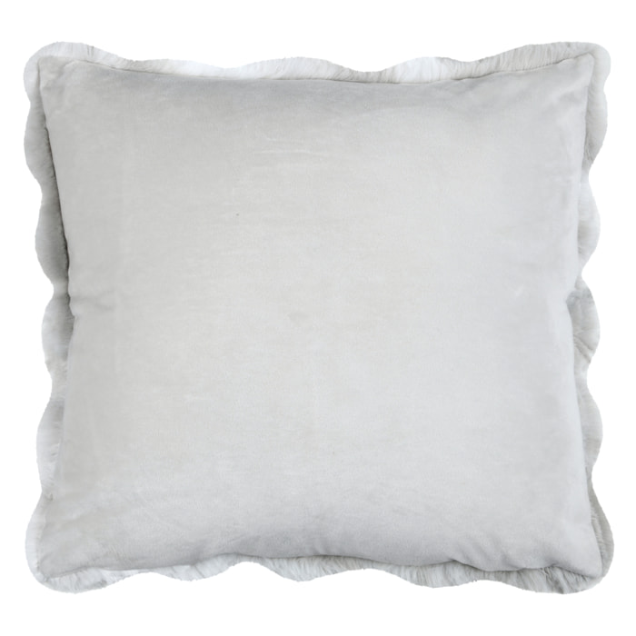 Coussin déhoussable imitation fourrure - Gris clair