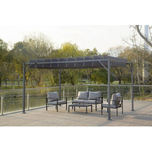 Pergola bioclimatique en tissu "Lodge" 3 x 4 m - Anthracite