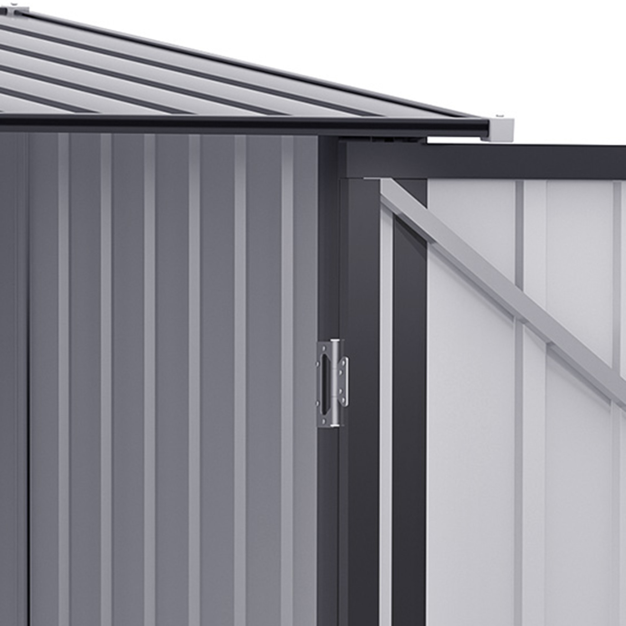 Caseta de Jardín 0,92 m² 100x103x160 cm Cobertizo Exterior de Acero Galvanizado con Puerta Cerradura y Techo Inclinado para Almacenamiento de Herramientas Gris Oscuro