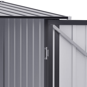 Caseta de Jardín 0,92 m² 100x103x160 cm Cobertizo Exterior de Acero Galvanizado con Puerta Cerradura y Techo Inclinado para Almacenamiento de Herramientas Gris Oscuro
