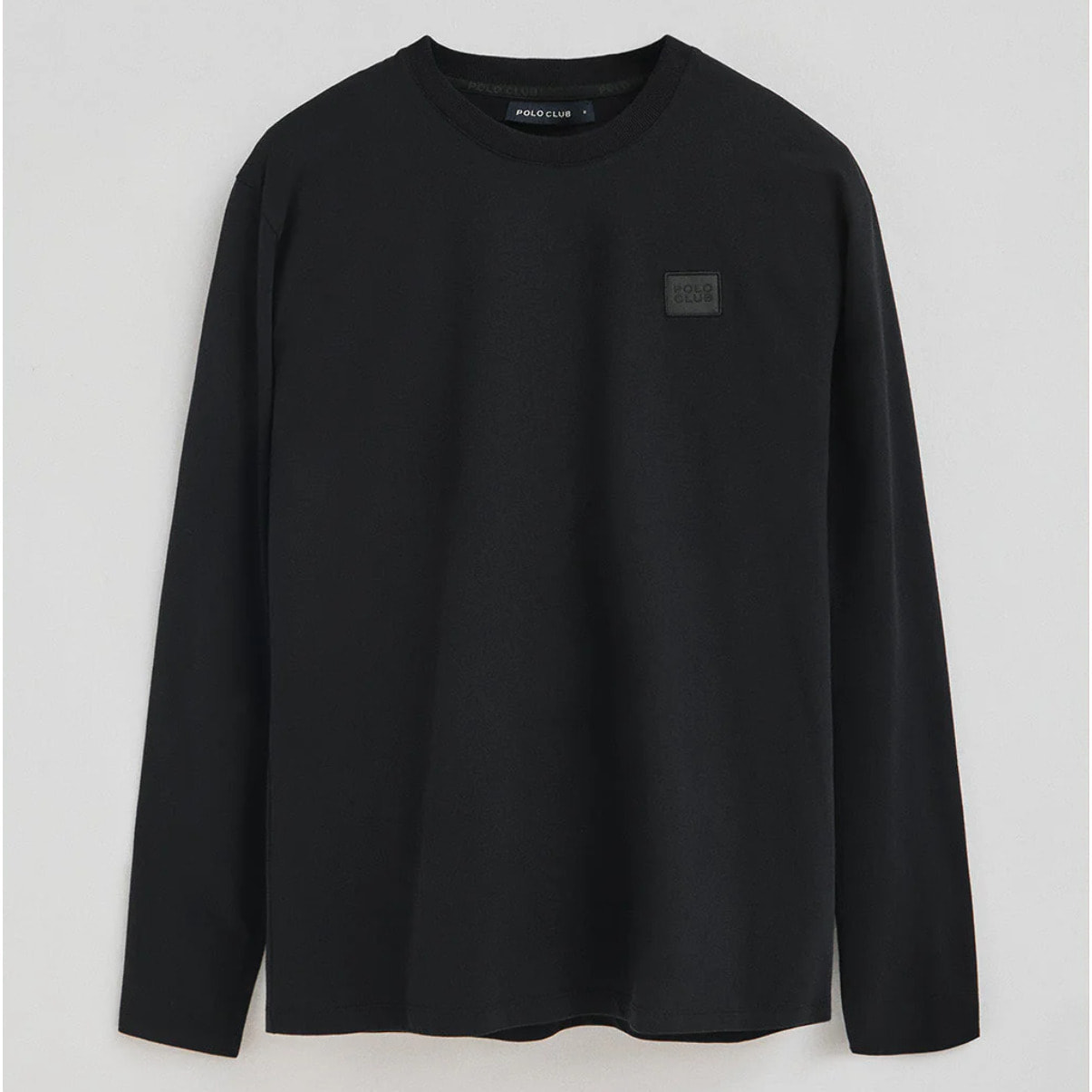 Camiseta negra de manga larga con parche personalizado Polo Club