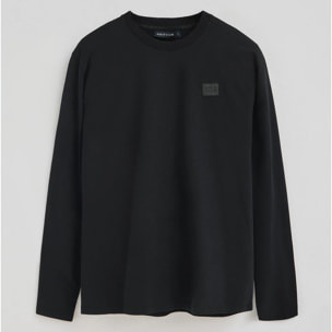 Camiseta negra de manga larga con parche personalizado Polo Club