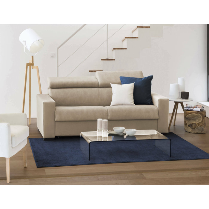 Divano letto 3 posti Algo, Sofà Soggiorno con apertura girevole, Poggiatesta regolabili e Braccioli slim, 100% Made in Italy, Cm 200x95h85, Beige