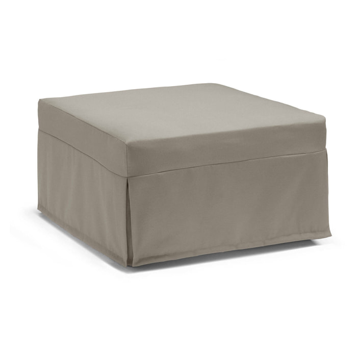 Letto pieghevole Abak, Pouf trasformabile in letto singolo, Pouf in tessuto da soggiorno, 100% Made in Italy, 80x80h45 cm, Tortora