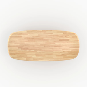 Table rectangulaire en bois d'hévéa massif clair 10 personnes - Aladin