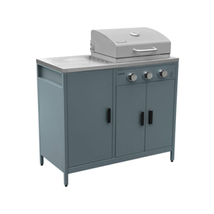 Barbecue gaz 3 brûleurs sur pieds, 3 portes, thermomètre NAXOS