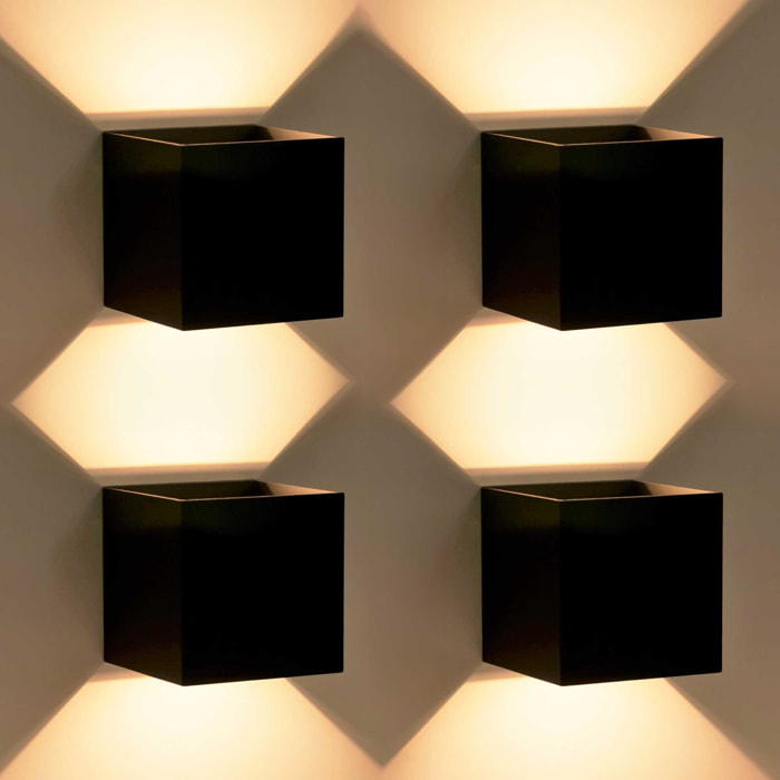 Forlight Axis Square - 2 Apliques de pared Iluminación LED Exterior para Terrazas, Jardines y Balcones ON/OFF 3000K en Color Blanco