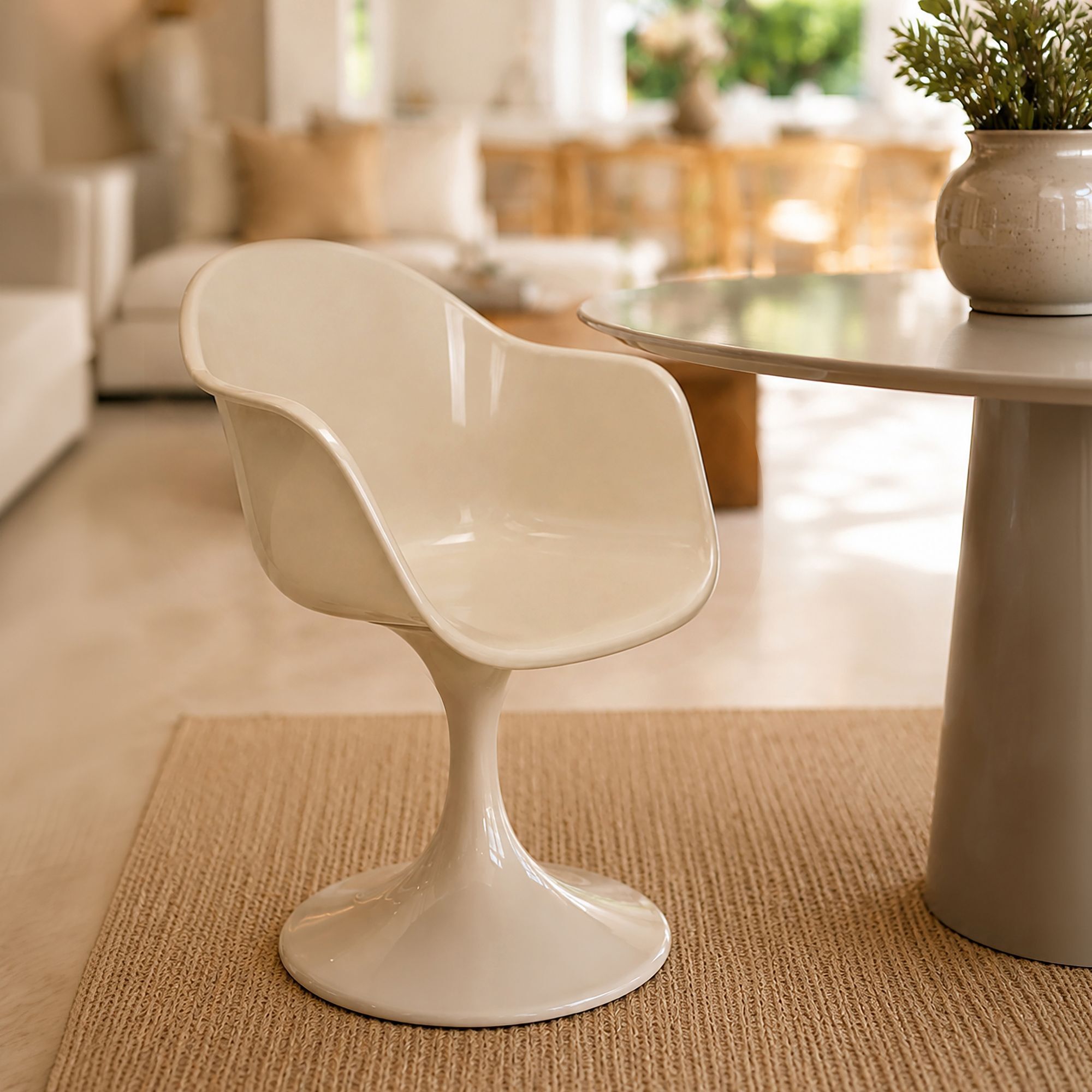 Lot de 2 fauteuils de table en résine acrylique vison GLAM