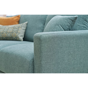 Canapé 3 places en tissu vert de gris et bois clair MUNIK