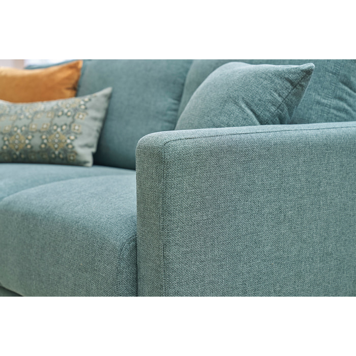 Canapé 3 places en tissu vert de gris et bois clair MUNIK