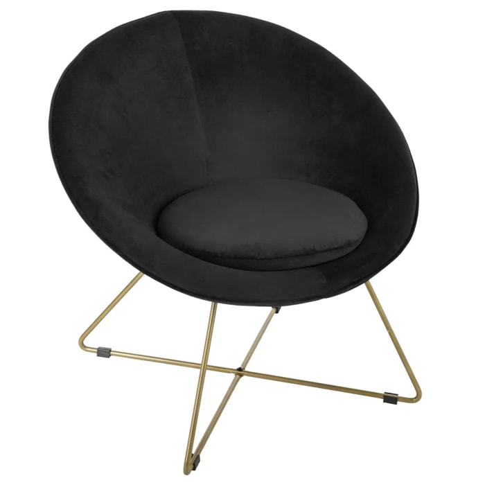 Fauteuil "Evan" noir en velours