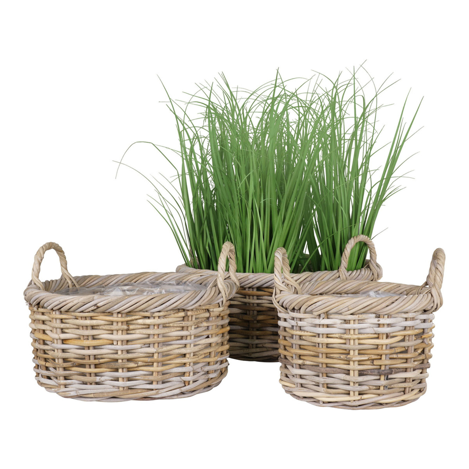 Set 3 cestini Kuta in rattan kubu naturale