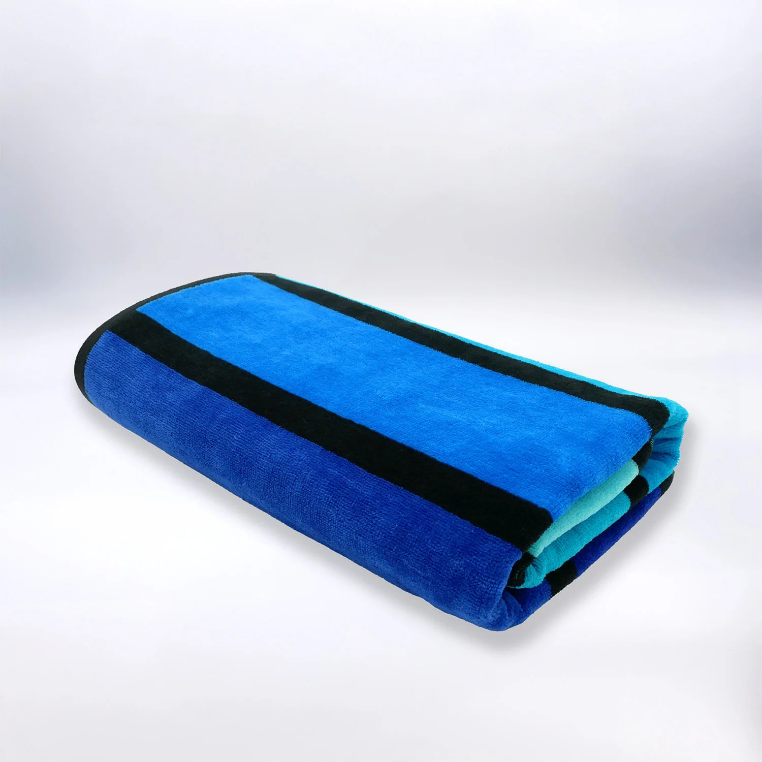 Serviette de plage éponge velours Jacquard Bleu 90x170 400g/m² - Glamblue