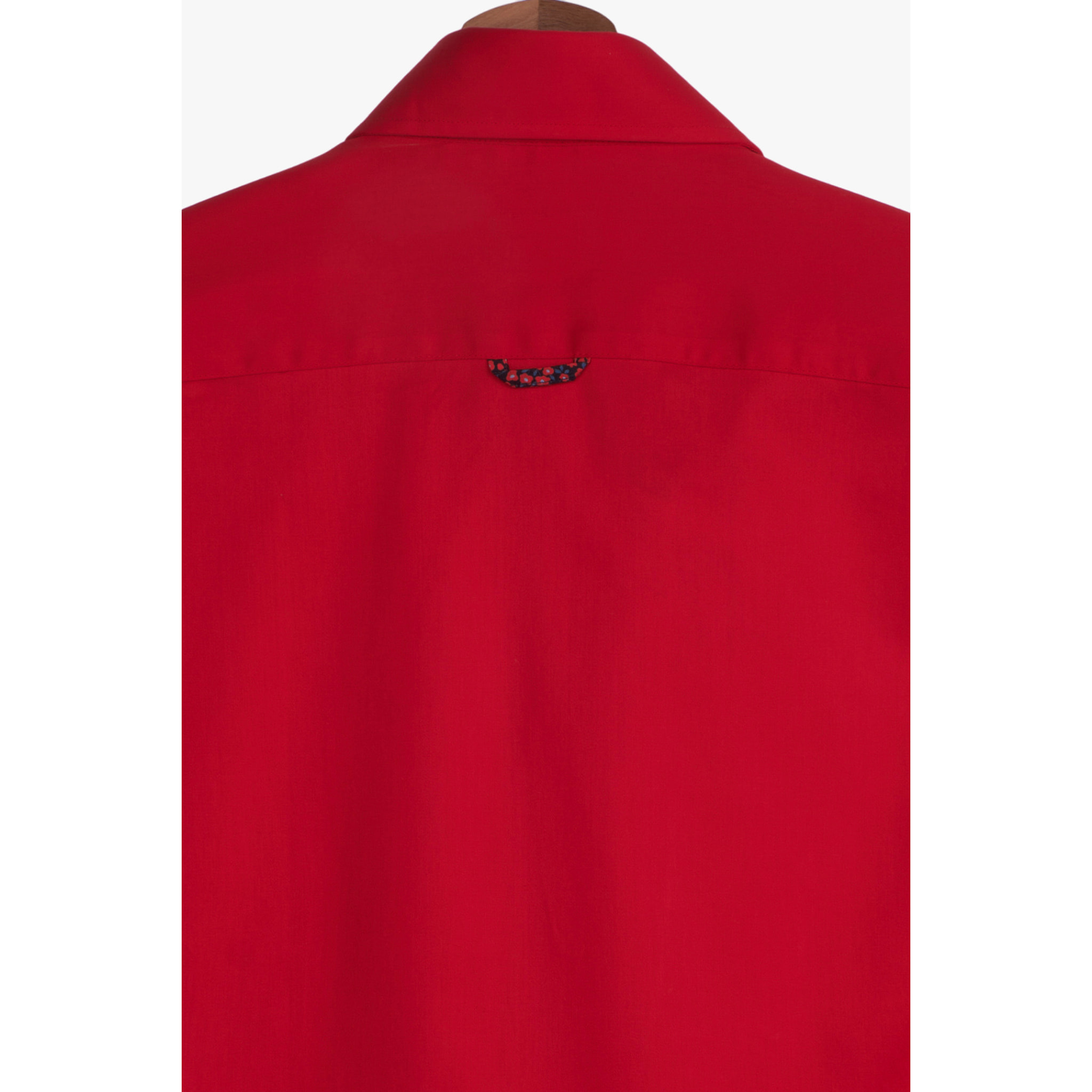 camicia uomo 1 bottone button down slim Satin Unito Rosso