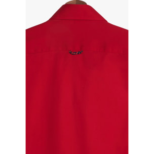 camicia uomo 1 bottone button down slim Satin Unito Rosso