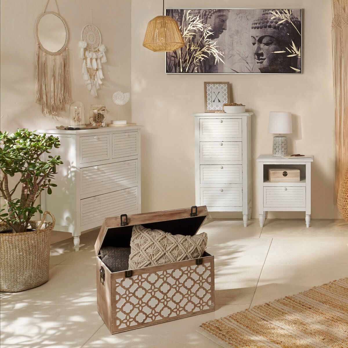 Lampe "Cyril" - gris et blanc - céramique H36 cm